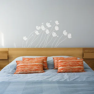 Schlafzimmer - Nahaufnahme eines bequemen Bettes Tapete Wanddeko Sticker